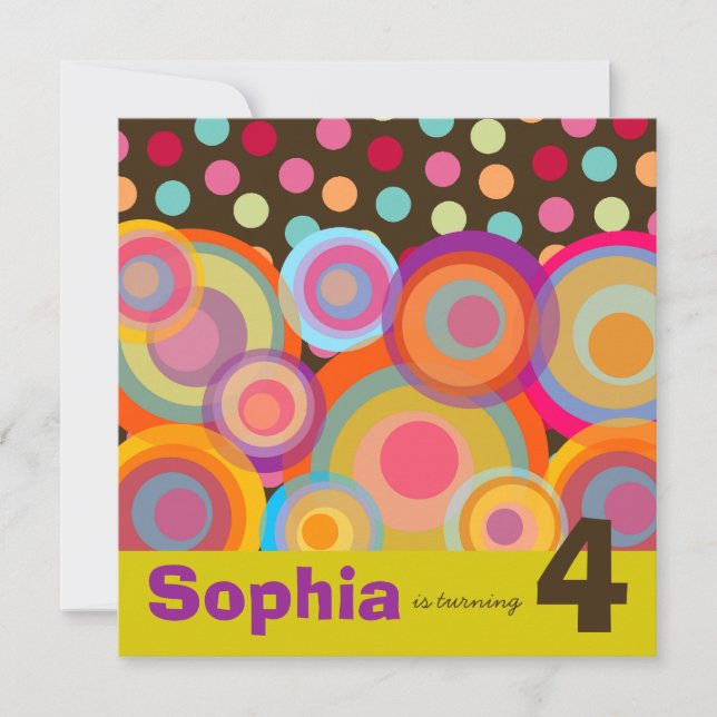 Rainbow Pop Circles Kids Birthday Party Invitation (Front)