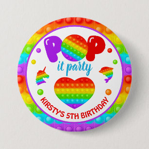 Rainbow Pop It Fidget Toy Birthday Party 7.5 Cm Round Badge