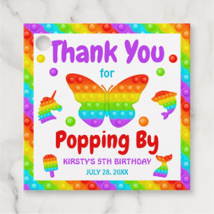 Rainbow Pop It Fidget Toy Birthday Party Favour Tags