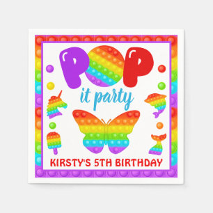 Rainbow Pop It Fidget Toy Birthday Party Napkin
