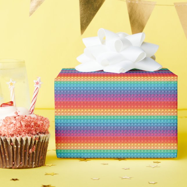Rainbow Pop It Fidget Toy Pattern Wrapping Paper (Birthday Party)
