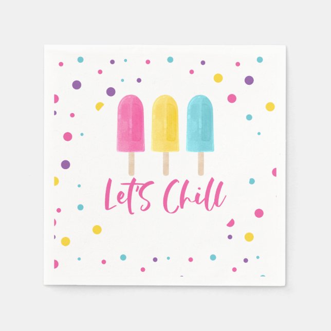 Rainbow Pop Let's Chill Birthday Napkin (Front)