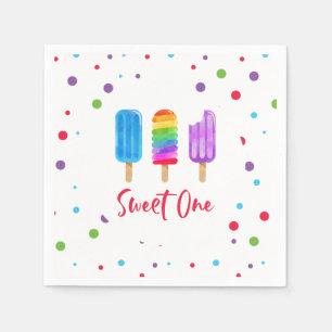 Rainbow Pop Sweet One 1st Birthday Napkin