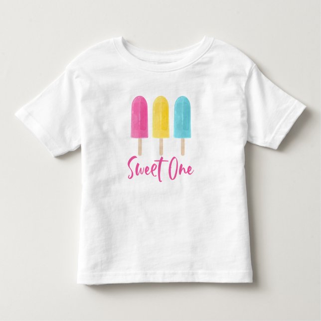 Rainbow Pop Sweet One summer 1st Birthday Toddler T-Shirt (Front)