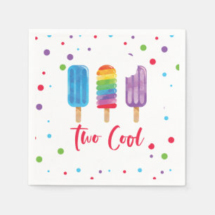 Rainbow Pop Two Cool 2nd Birthday Napkin