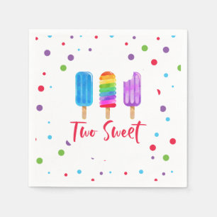 Rainbow Pop Two Sweet 2nd Birthday Napkin