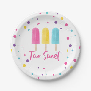 Rainbow Pop Two Sweet 2nd Birthday Paper Plate