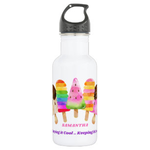 Rainbow Popsicle Colourful Kids Personalised 532 Ml Water Bottle