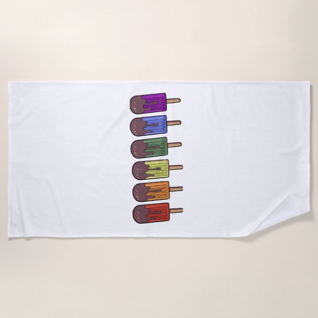 Rainbow Popsicle Parade Beach Towel (Front)