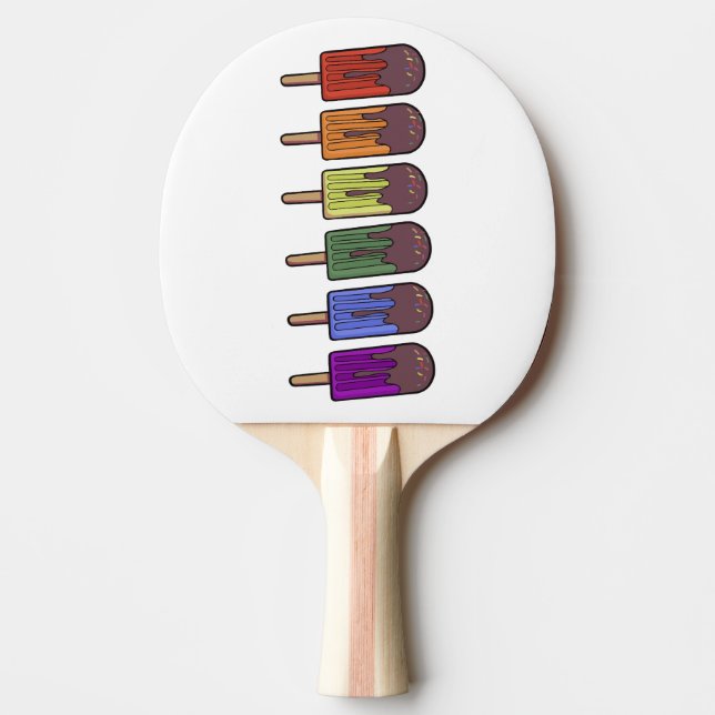 Rainbow Popsicle Parade Ping Pong Paddle (Front)