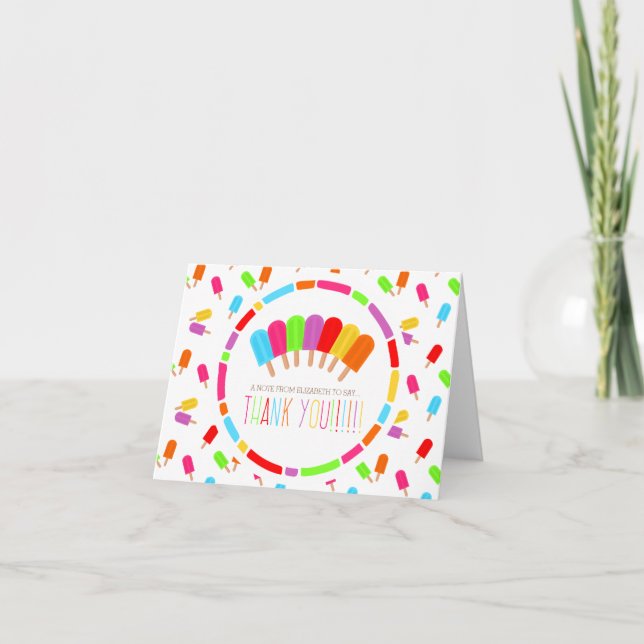 Rainbow Popsicles Thank You Card (Front)
