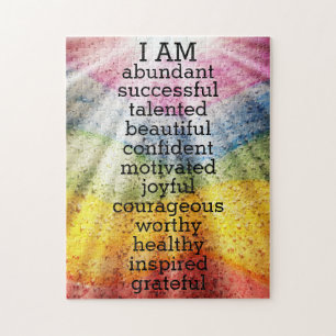 Rainbow Positive Affirmations  Business Card Magne Jigsaw Puzzle