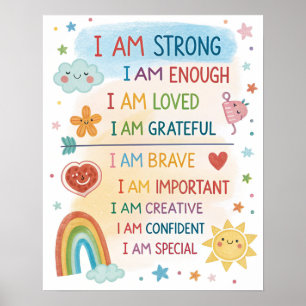 Rainbow Positive Affirmations Poster for Kids