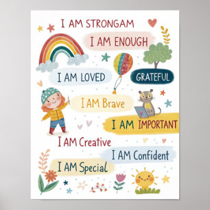 Rainbow Positive Affirmations Poster for Kids