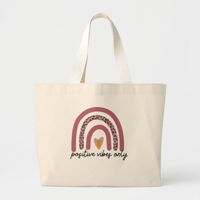 Rainbow 'Positive Vibes Only' Tote Bag (Front)