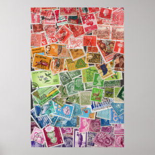 Rainbow postage stamps poster