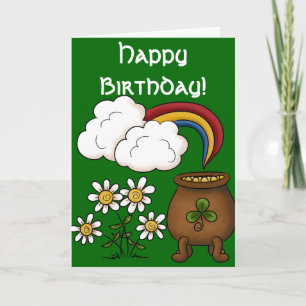Rainbow Pot o' Gold Happy March Birthday Card