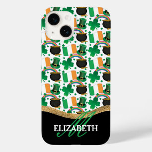 Rainbow   Pot of Gold St Patricks Day Monogram Case-Mate iPhone 14 Case