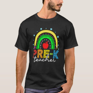 Rainbow Pre K Teacher Back To School First Day T-Shirt