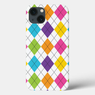rainbow preppy argyle pattern iPhone 13 case