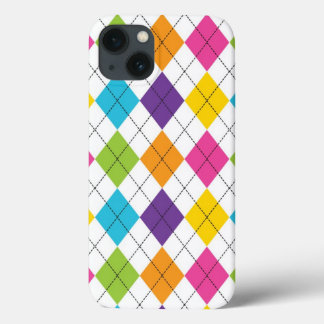 rainbow preppy argyle pattern iPhone 13 case