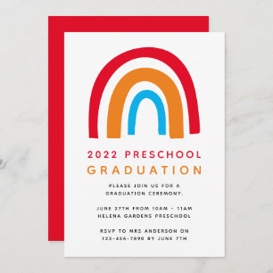 Rainbow Preschool Graduation Invitation