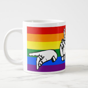 Rainbow Pride American Sign Language LGBT Large Coffee Mug