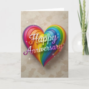 Rainbow Pride Anniversary Card, happy anniversary Holiday Card