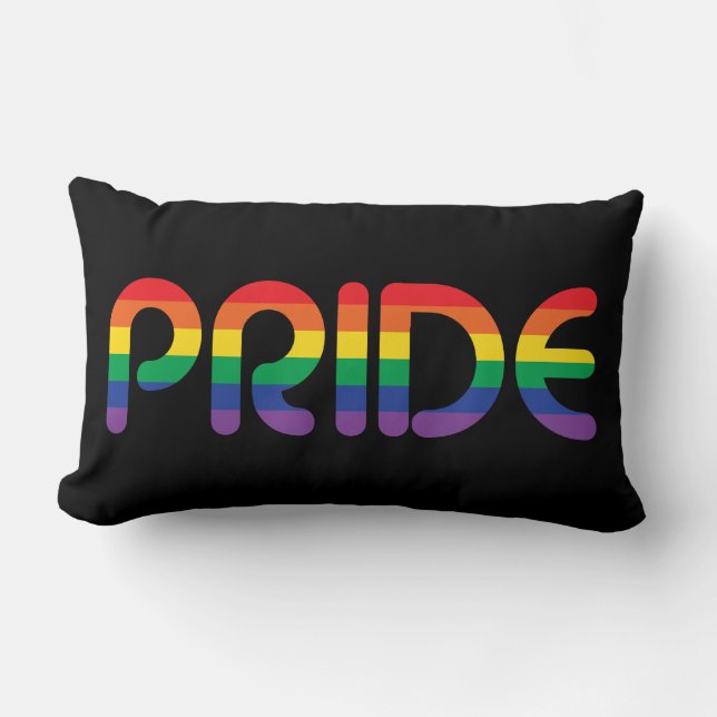 Rainbow Pride Balloon Letters Lumbar Cushion (Front)