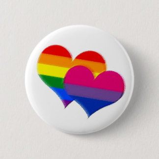 Rainbow pride bi pride hearts 6 cm round badge