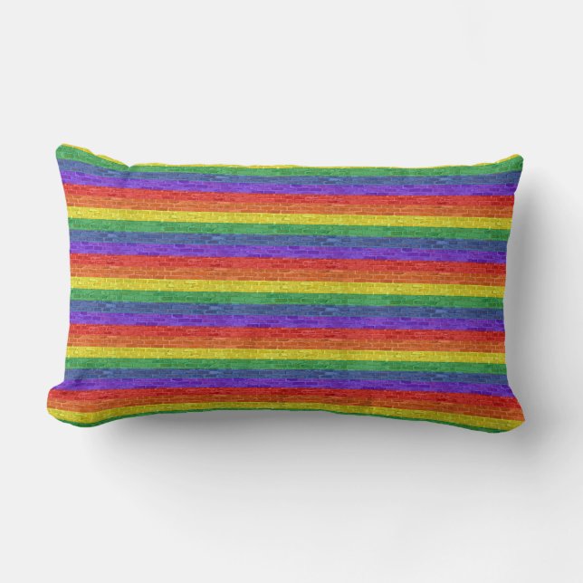 Rainbow Pride Bricks Lumbar Cushion (Front)