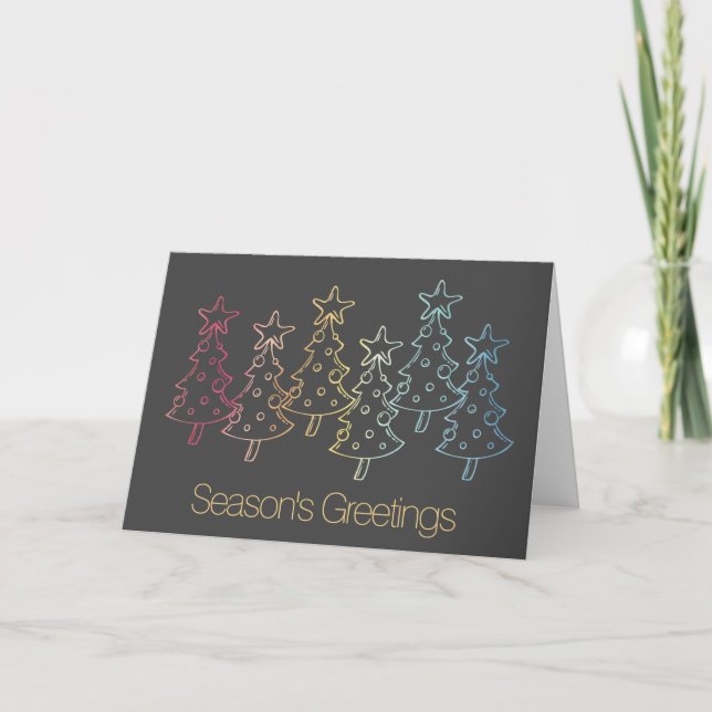 Rainbow Pride Christmas Trees Holiday Card (Front)