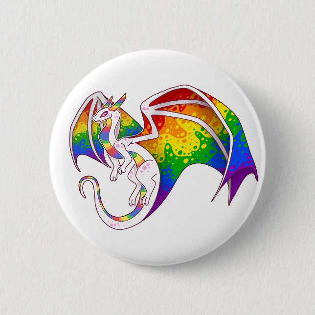 Rainbow Pride Dragon 6 Cm Round Badge (Front)