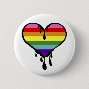 Rainbow Pride Dripping Heart 6 Cm Round Badge
