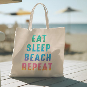 Rainbow Pride Eat Sleep Beach Repeat Tote Bag