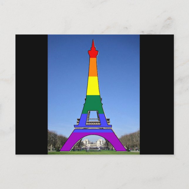 Rainbow Pride Eiffel Tower Postcard (Front)