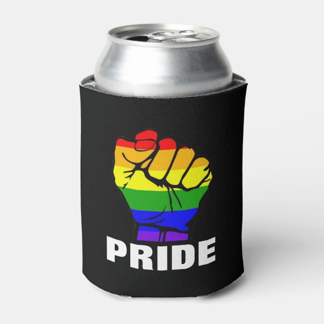 Rainbow Pride Fist Can Cooler (Can Front)
