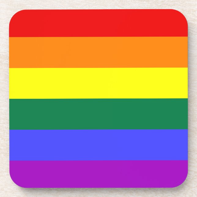 Rainbow Pride Flag Cork Coaster (Front)