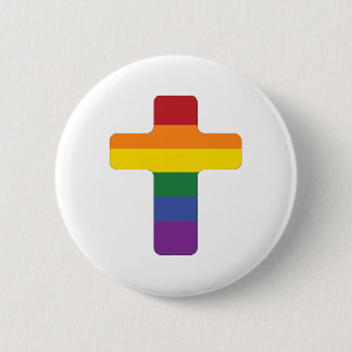 Rainbow Pride Flag Cross 6 Cm Round Badge
