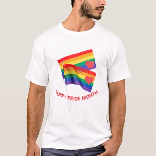 Rainbow Pride Flag Heart Love T-shirt  (Front)