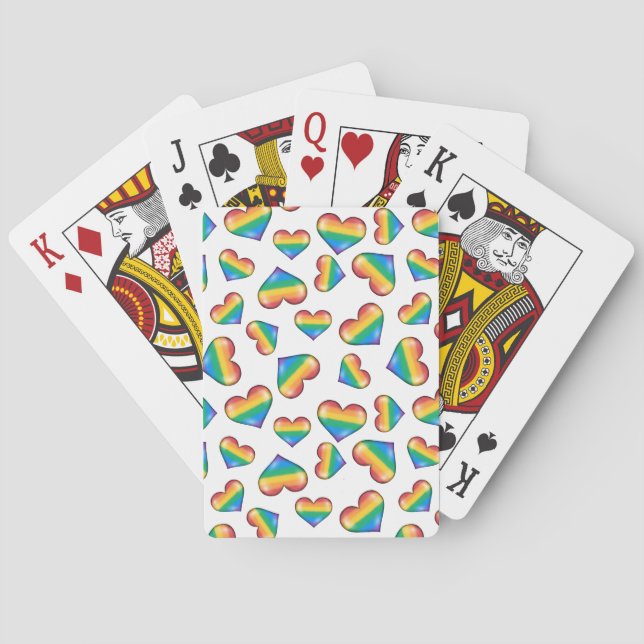Rainbow Pride Flag Hearts Playing Cards (Back)