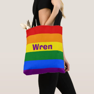Rainbow Pride Flag Name or Monogram Tote Bag