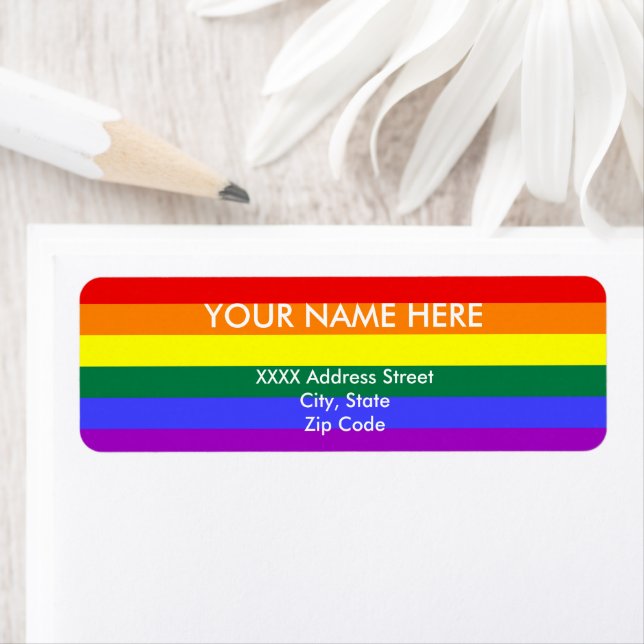Rainbow Pride Flag Return Address Label (Insitu)