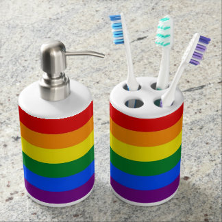 Rainbow Pride Flag Soap Dispenser And Toothbrush Holder