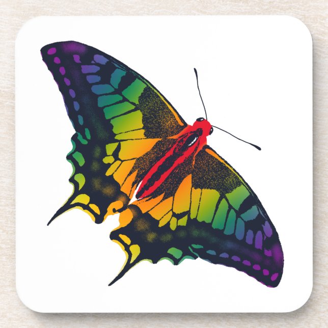 Rainbow Pride Flag Swallowtail Butterfly Coaster (Front)