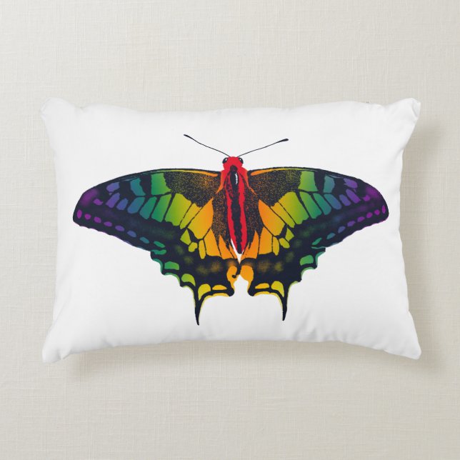 Rainbow Pride Flag Swallowtail Butterfly Decorative Cushion (Front)