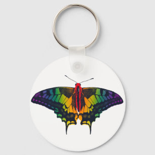 Rainbow Pride Flag Swallowtail Butterfly Key Ring