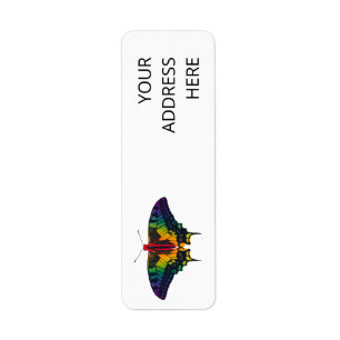 Rainbow Pride Flag Swallowtail Butterfly Return Address Label