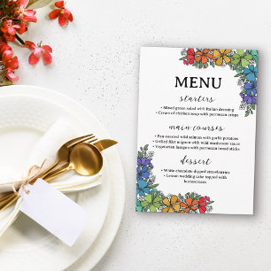 Rainbow Pride Flowers LGBTQ Wedding Menu