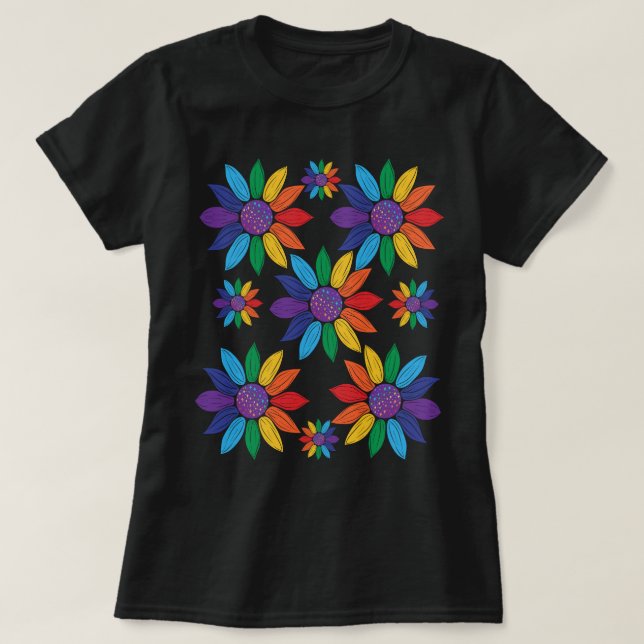 Rainbow Pride Flowers T-Shirt (Design Front)